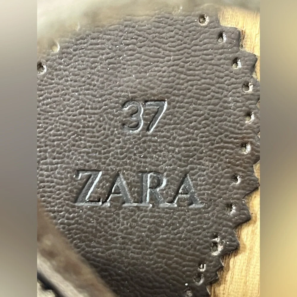Zara Braided Leather Strap Heeled Sandals Eur Size 37 Womens Brown - Picture 8 of 9